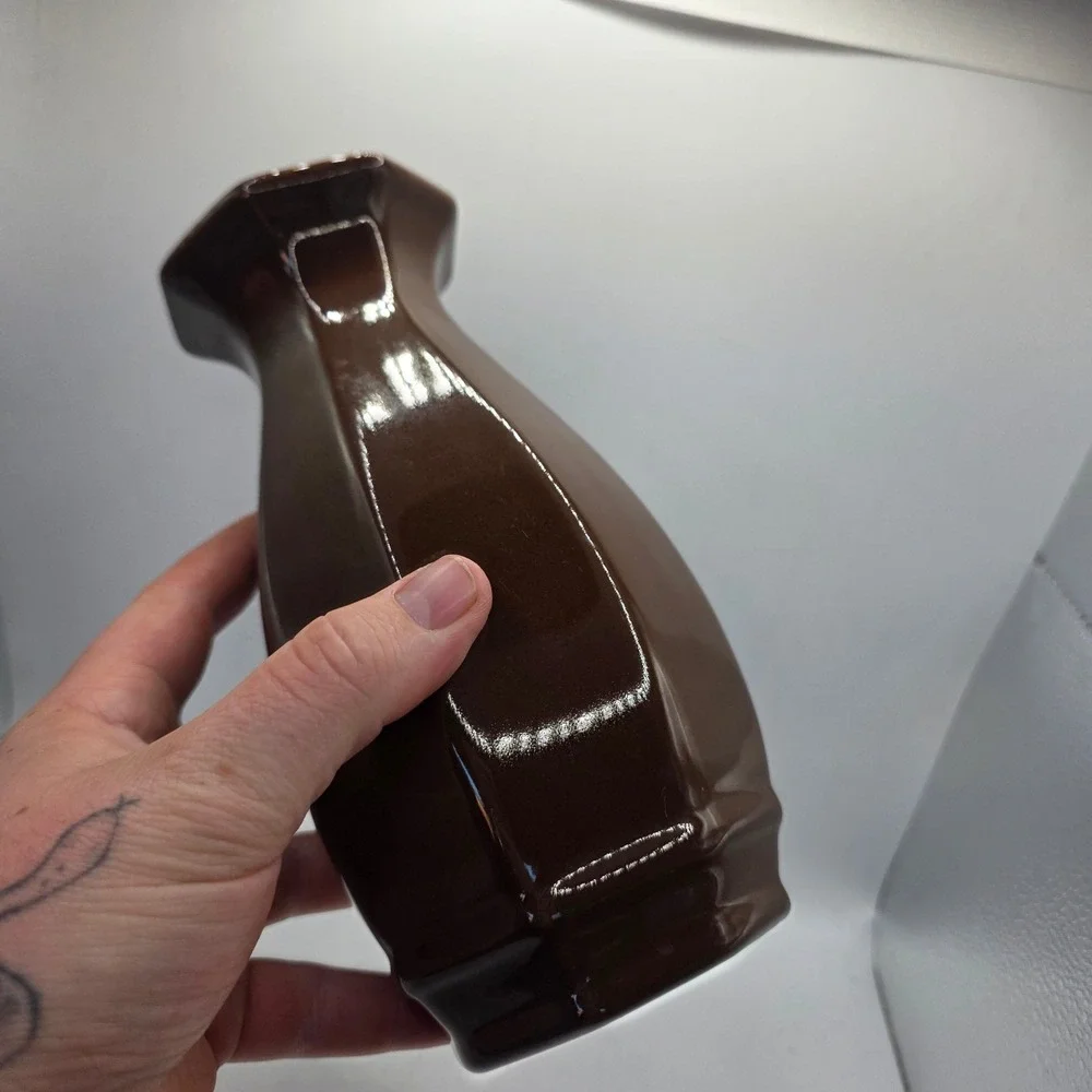 Vintage Royal Haeger Dundee Illinois Brown Glazed Art Pottery Vase Original Labe